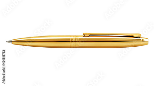 Gold Pen Illustration Isolated on Transparent Black Background