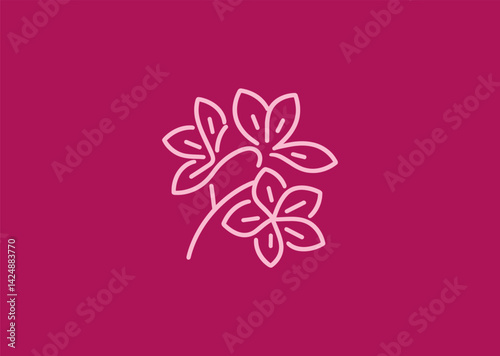 Line style frangipani flower logo with tropical grace