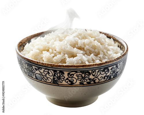 Obraz na płótnie Delicious Steaming Bowl of White Rice on a Transparent Background w salonie