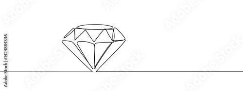 Continuous line diamond Simple lines, transparent background, editable strokes.