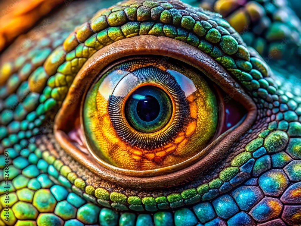 Obraz premium Macro Photography: Vibrant Close-up of a Pejelagarto's Eye