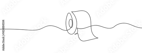 Continuous line, tissue paper roll Simple lines, transparent background, editable strokes.