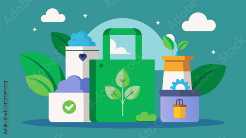 A subscriptionbased service that delivers ecofriendly bags to your doorstep each month.. Vector illustration