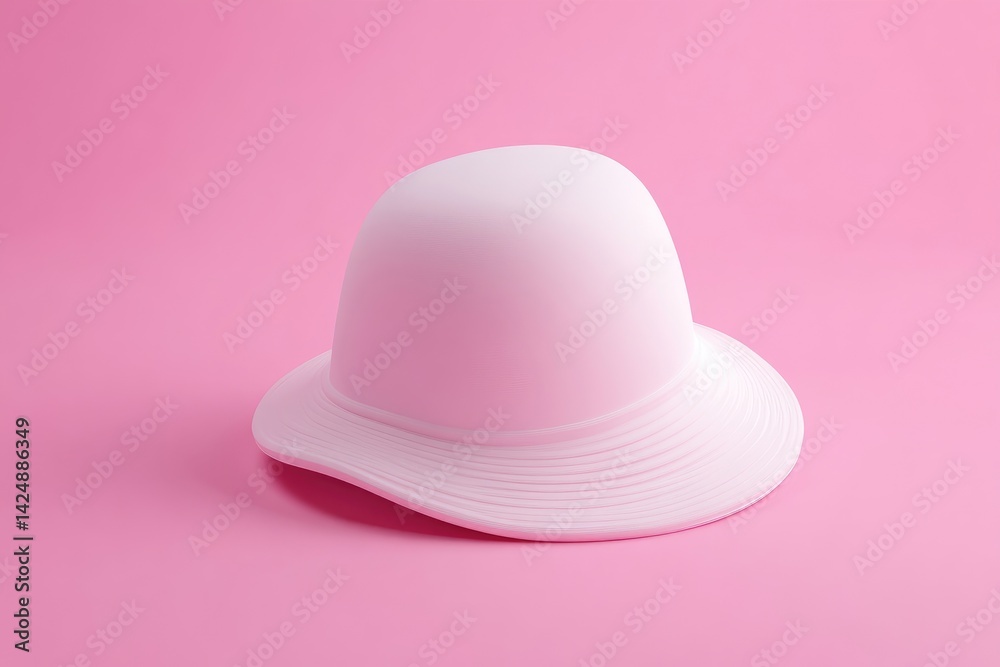 A single, simple, white, stylish hat A single, simple, white, stylish hat