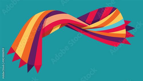 A colorful scarf crafted from repurposed silk ties.. Vector illustration