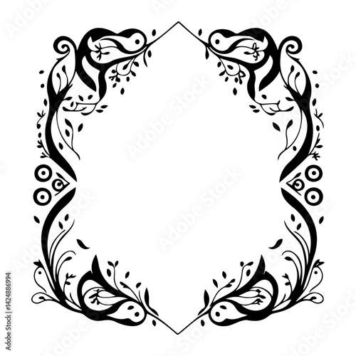 Ornate Black Floral Frame in Vector Style