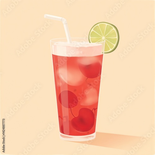 Wallpaper Mural Cherry Lime Soda Drink Illustration Torontodigital.ca