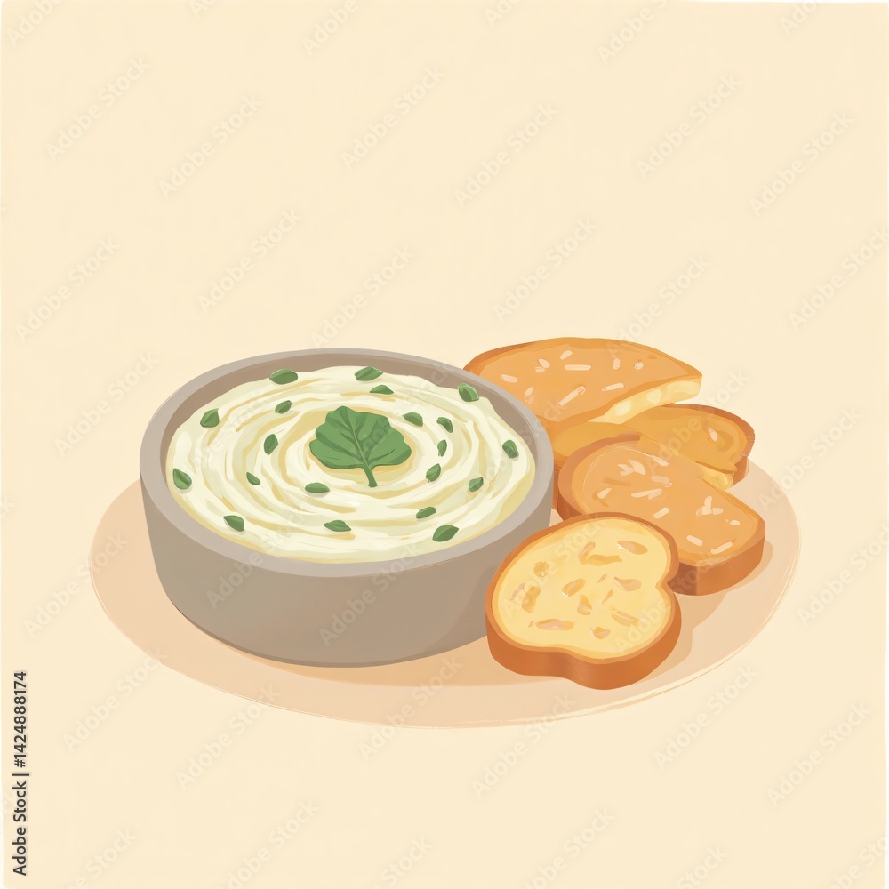 Fototapeta premium Creamy Dip with Toasted Bread