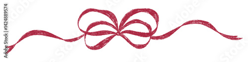 Hand drawn girly coquette bow ribbon. Chalk wavy pencil texture doodle curly border frame. Wedding invitation, greeting card, postcard design, gift logo design. Vintage doodle vector illustration