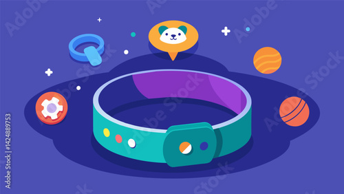 Ensure your pet is getting enough playtime with the smart collars activity timer tracking daily play sessions and suggesting new games to keep them. Vector illustration