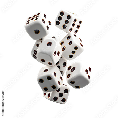 Dice fly pile, multiple dices isolated on white, clipping path --v 7.0