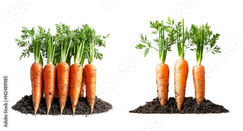 Obraz na płótnie Fresh Carrots on Transparent Background Ideal for Culinary and Nutrition Use w salonie