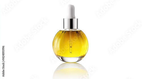 Obraz na płótnie Beauty oil product with coconut essence in glass bottle on blank white background, ideal for commercial use w salonie