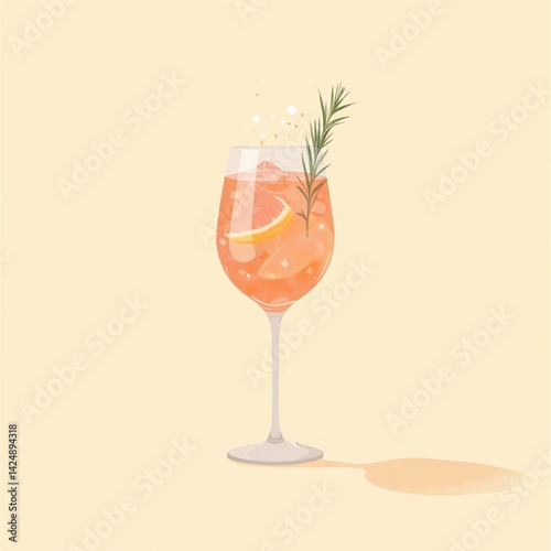 Refreshing Grapefruit Cocktail Illustration