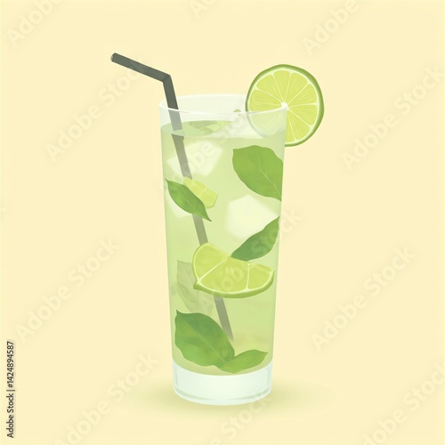 Refreshing Mojito Cocktail Illustration