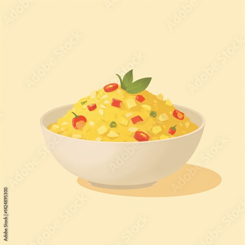 Spicy Yellow Rice Bowl Illustration