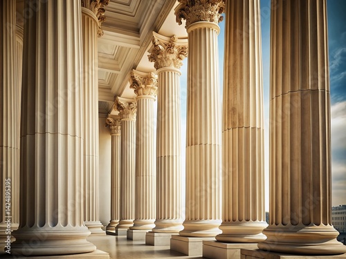 Minimalist Corinthian Columns: Architectural Detail Stock Photo