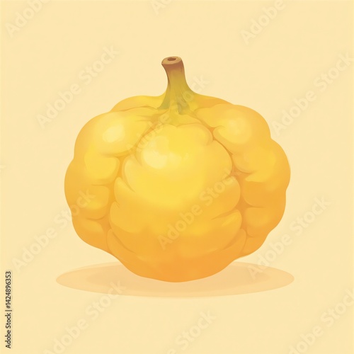 Yellow Round Fruit Illustration