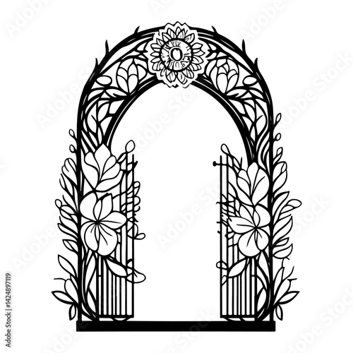 Floral Archway Elegance Vector Graphic Element