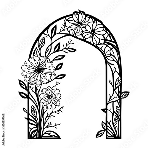 Blooming Floral Archway Frame - Decorative Border
