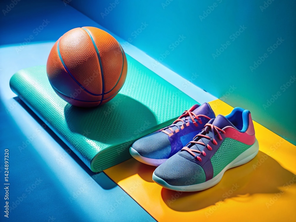 Obraz premium Minimalist Sport Mockup: Clean White Background, Athletic Gear, Modern Design