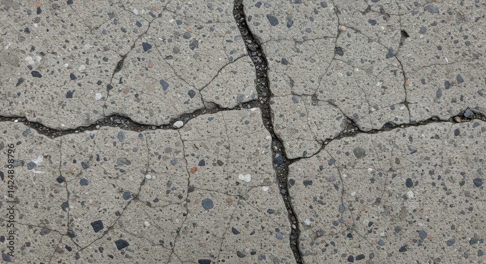 Fototapeta premium Cracked Concrete Surface Showing Wear and Damage From Weathering
