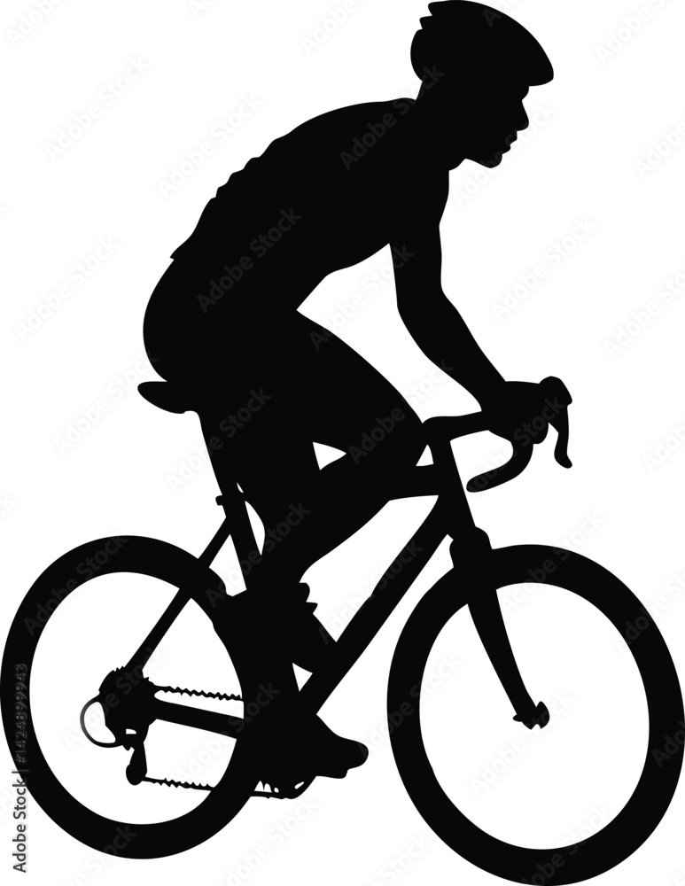 Naklejka premium Cycling player silhouette isolated on white background