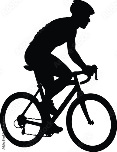 Cycling player silhouette isolated on white background