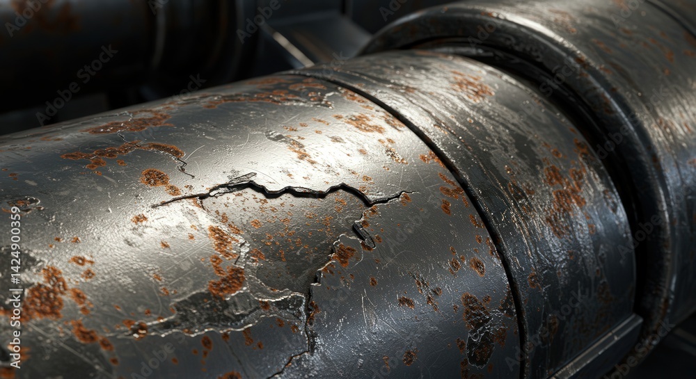 custom made wallpaper toronto digitalMetallic Pipe Showing Cracks and Rust Damage in Close Up View
