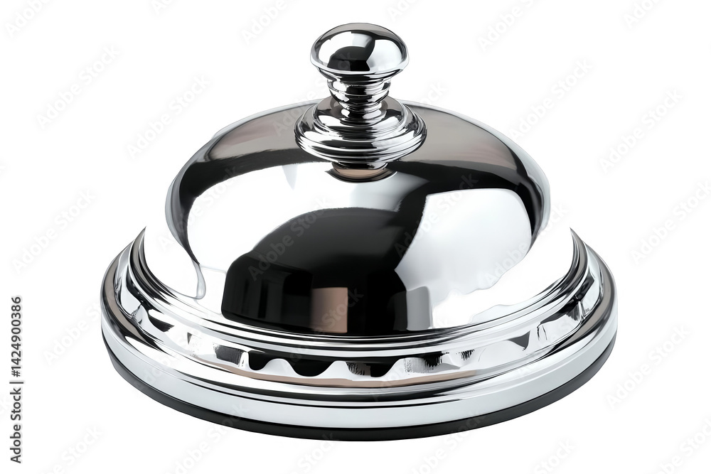 Obraz premium Isolated Chrome Bell on Transparent Background Photo for Service or Alert