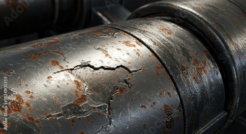 Wallpaper Mural Metallic Pipe Showing Cracks and Rust Damage in Close Up View Torontodigital.ca