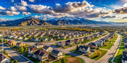 New Homes Aerial View Salt Lake City Utah Rocky Mountains