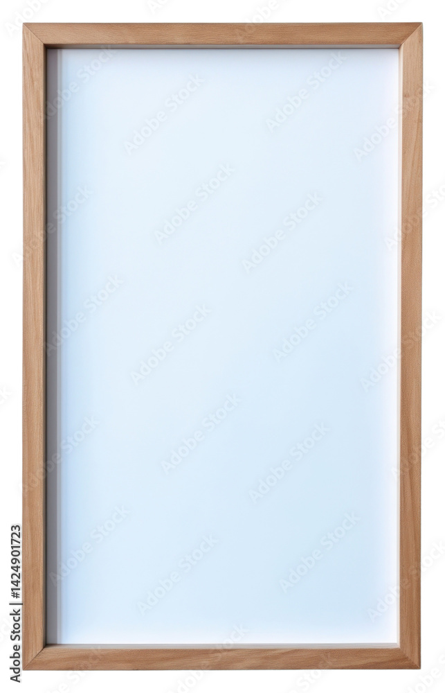 Obraz premium PNG Wood empty frame backgrounds blue wall.
