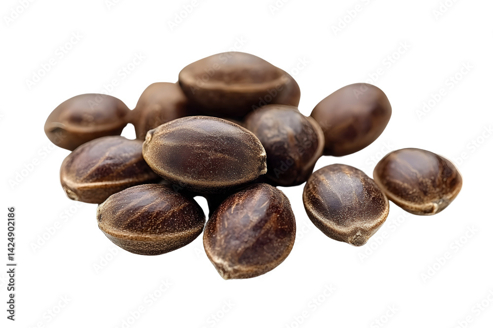 Fototapeta premium Close-Up View of Brown and Black Seed Pile on White Background