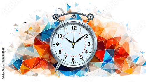 Innovative time management model depicted by mesh with triangle mosaic icon