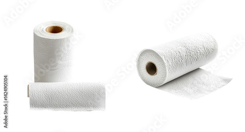 Obraz na płótnie Two Rolls of White Paper Towels on a Transparent Background w salonie