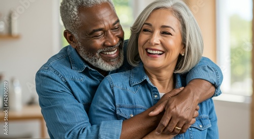 Affectionate Embrace of a Loving Senior Couple