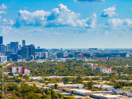 Miami aerial telephoto image Downtown Miami for commercial use and prints