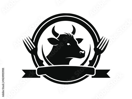 Cute cartoon vector illustration of a happy black and white cow, a fun animal icon