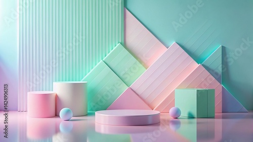 Pastel Minimalist Background: Soft Hues & Simple Shapes