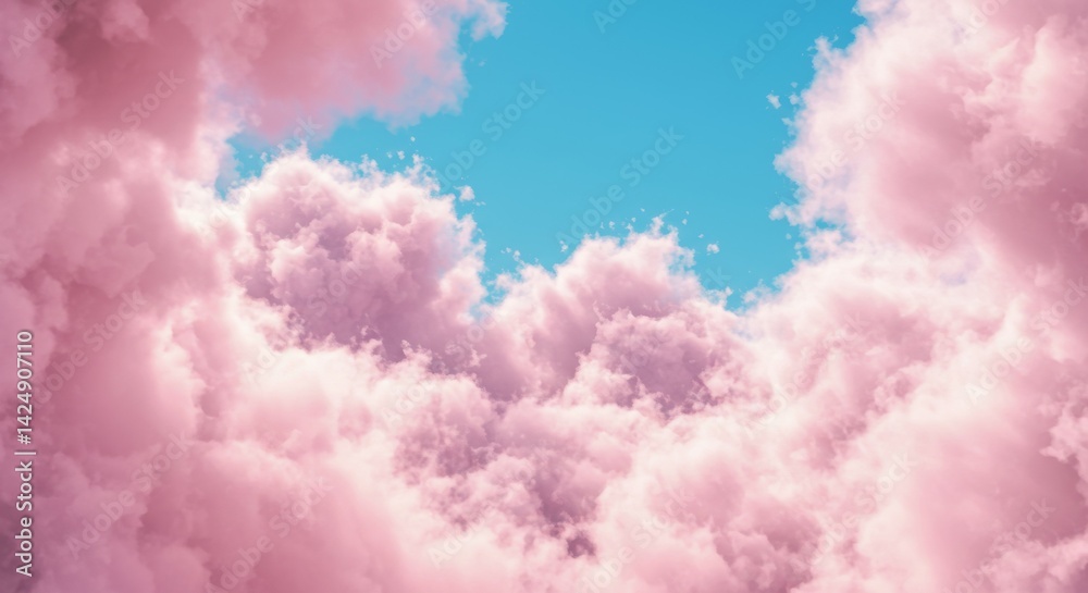 Dreamlike Pink Cloudscape with Azure Sky Peek Dreamlike Pink Cloudscape with Azure Sky Peek