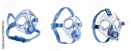 Obraz na płótnie Clear Medical Respiratory Masks on Transparent Background With Straps w salonie