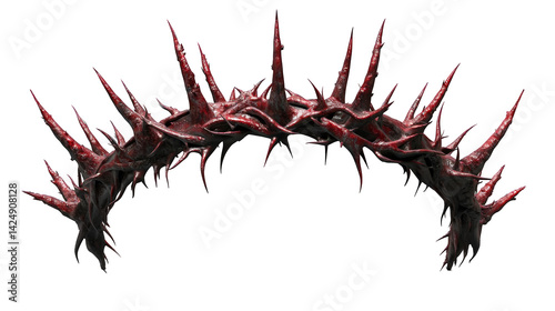 3D Rendered Red Thorn Crown Isolated On Black Transparent Background
