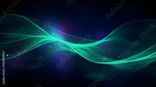 Elegant flowing energy waves on a dark cosmic background for dynamic visuals