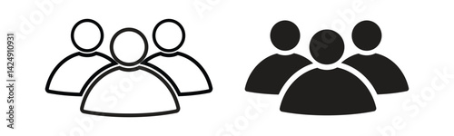 People, group, team icon, line and solid version
