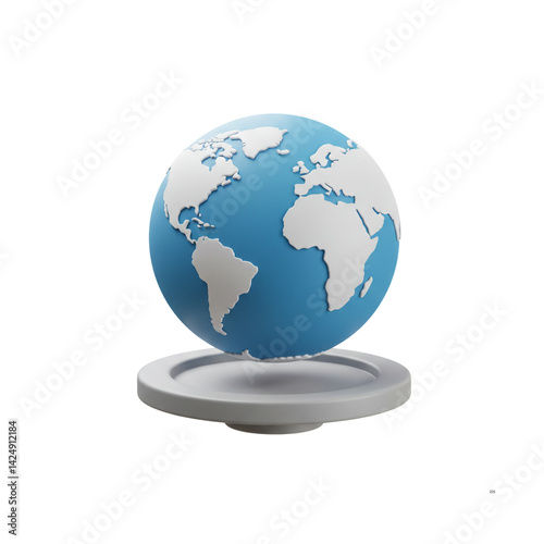 3D Earth Globe on Pedestal World Stage Planet Display Global Showcase Environmental Focus Earth Presentation