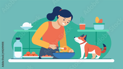 A person carefully preparing and cooking a homemade meal for their pet ensuring they have a healthy and delicious meal that caters to their specific.