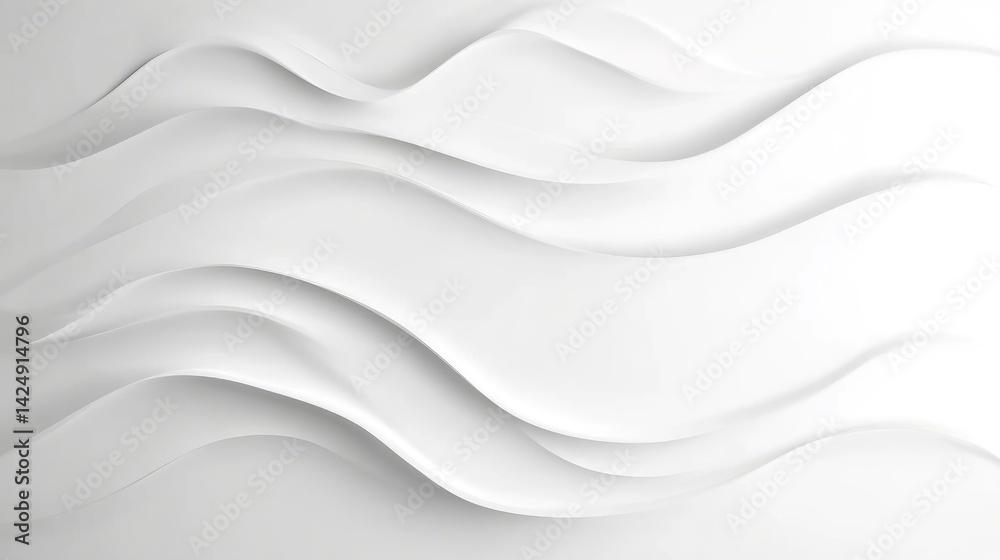 Obraz premium Abstract white wavy lines flowing smoothly on a light gradient background, and minimalist design concept for modern digital art and technology.