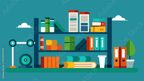 In addition to having a collection of books on fitness and health the library also offers patrons access to exercise equipment in a designated workout. Vector illustration