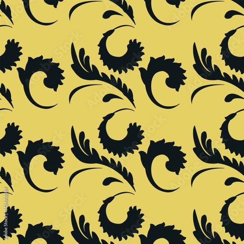 Elegant Baroque Floral Seamless Pattern for Textile Print for Fabric, Classic Vintage Design